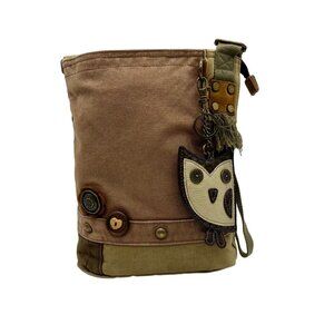 Chala Brown Fabric Patch Crossbody Bag